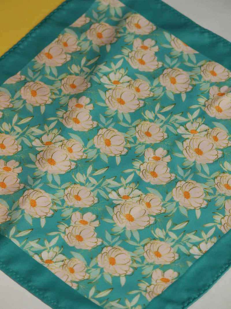 Cyan Floral Pocket Square