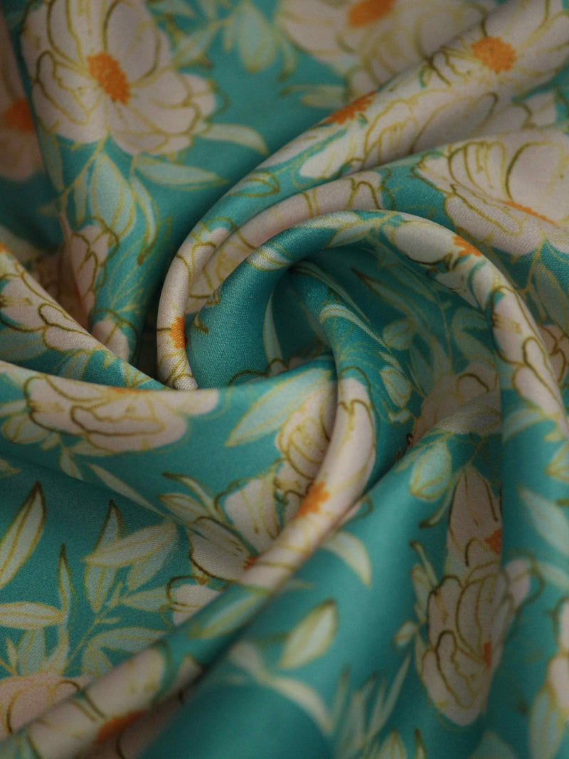 Cyan Floral Pocket Square