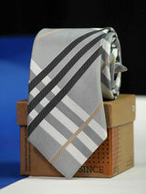 Grey Stripe Woven Necktie