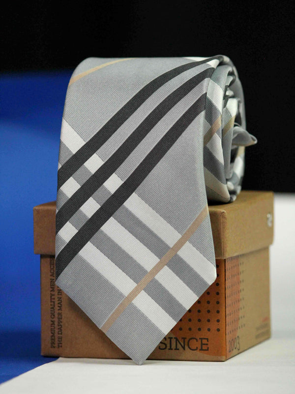 Grey Stripe Woven Necktie
