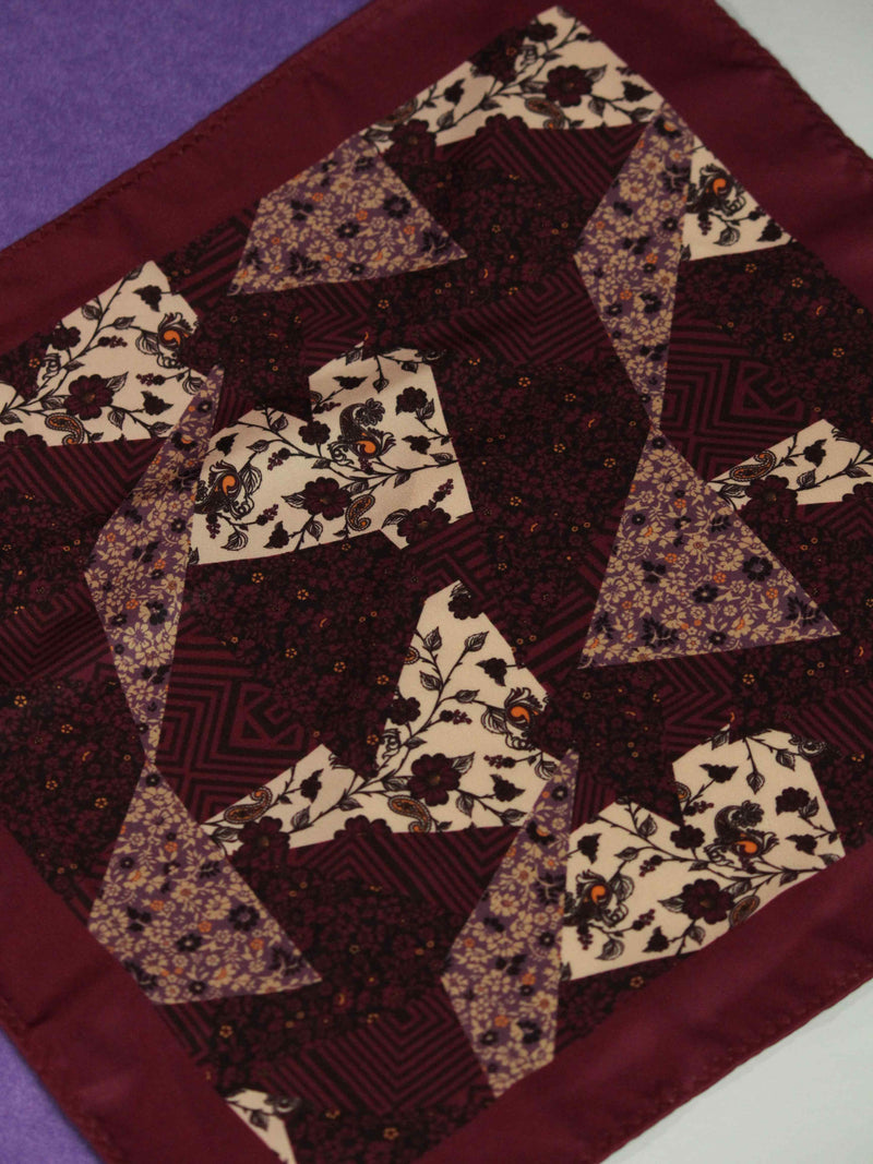 Maroon Floral Pocket Square