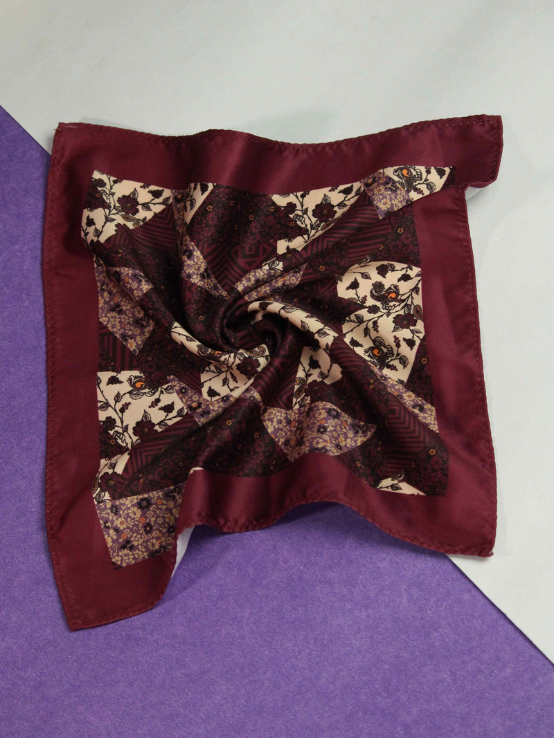 Maroon Floral Pocket Square