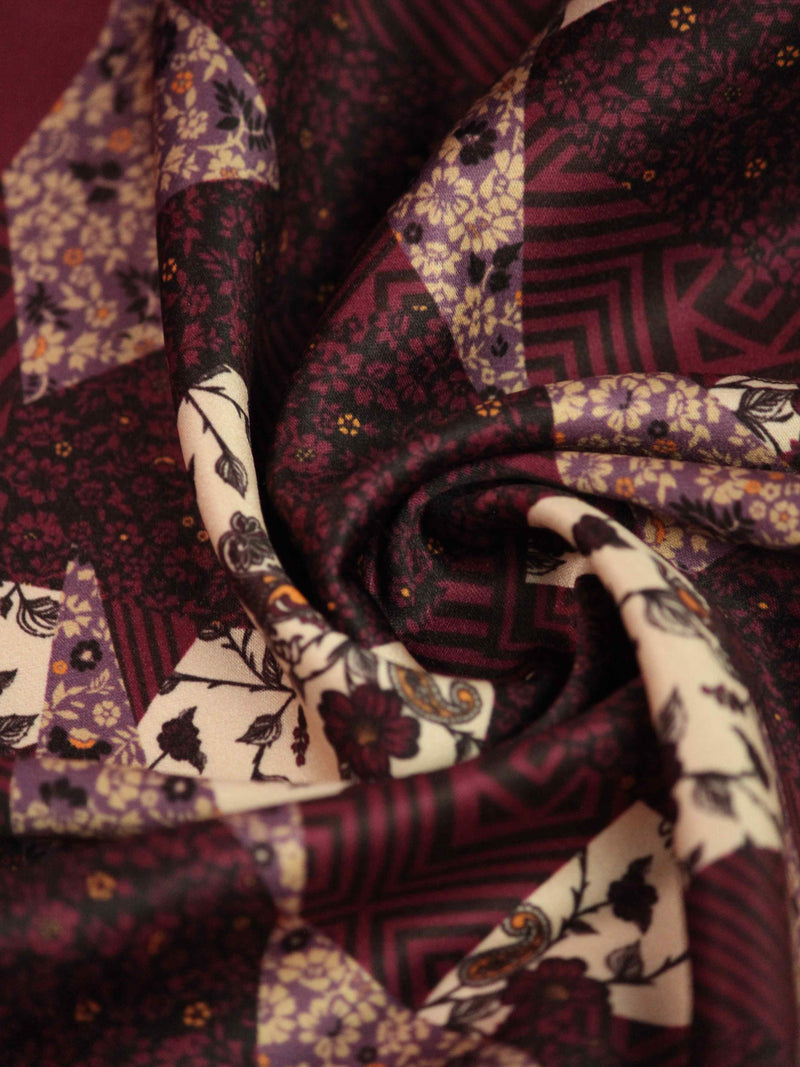 Maroon Floral Pocket Square