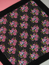 Black & Pink Floral Pocket Square