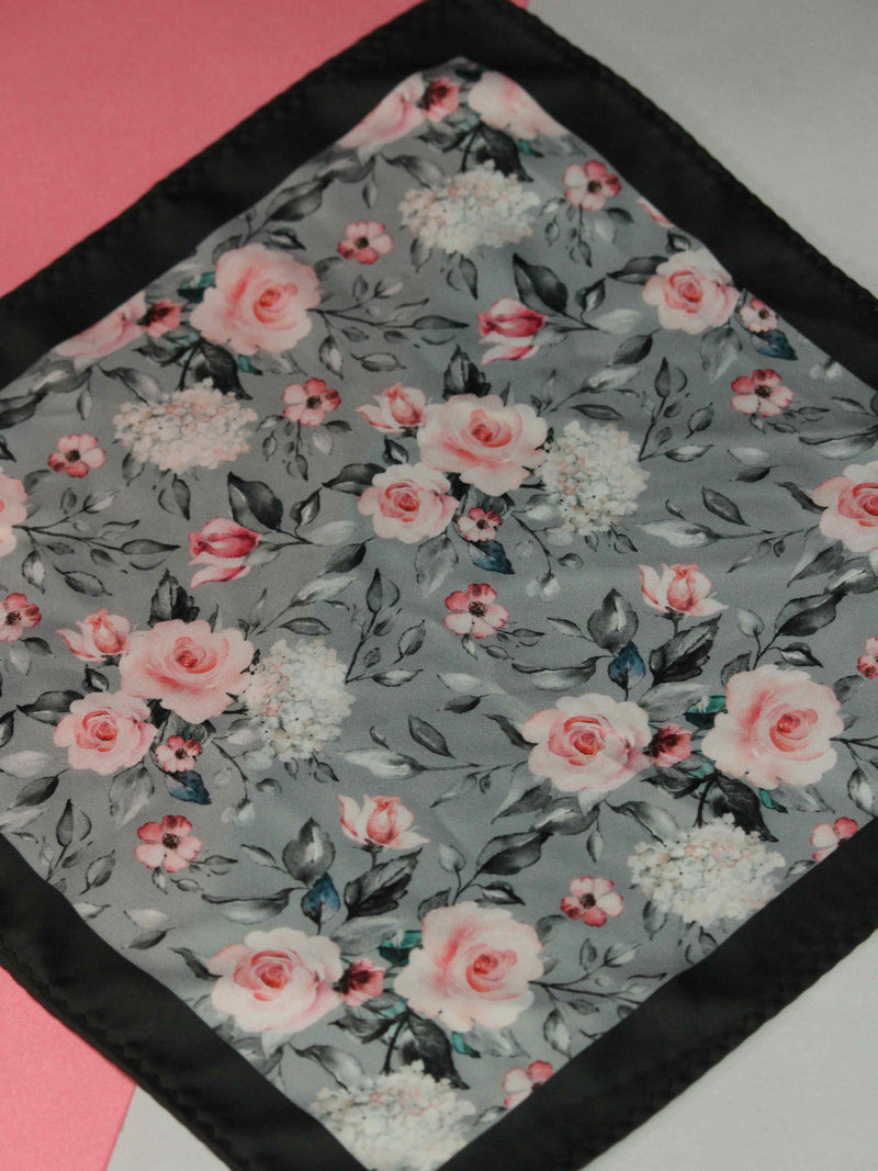 Grey Floral Pocket Square