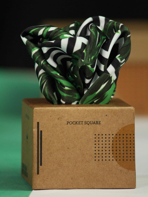 Black & Green Floral Pocket Square
