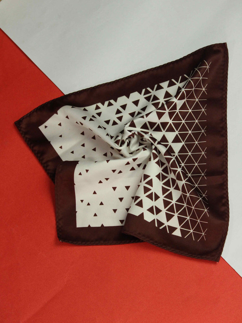  White & Brown Abstract Pocket Square