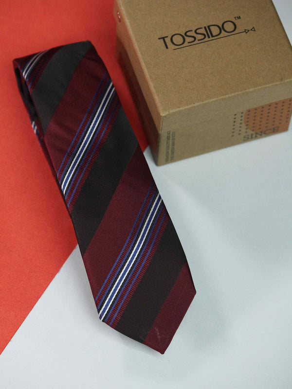 Maroon Stripe Skinny Necktie