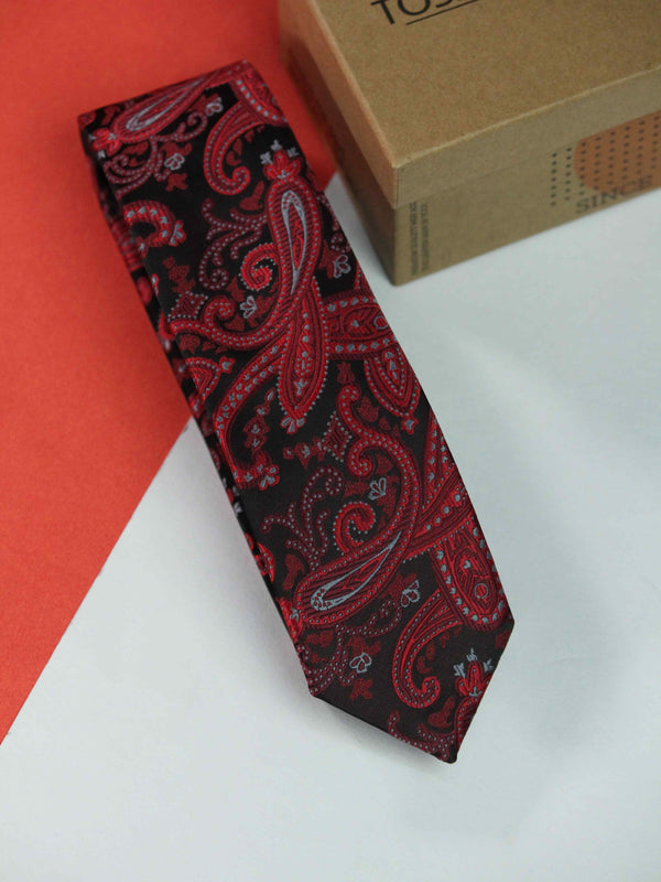 Red Paisley Skinny Necktie