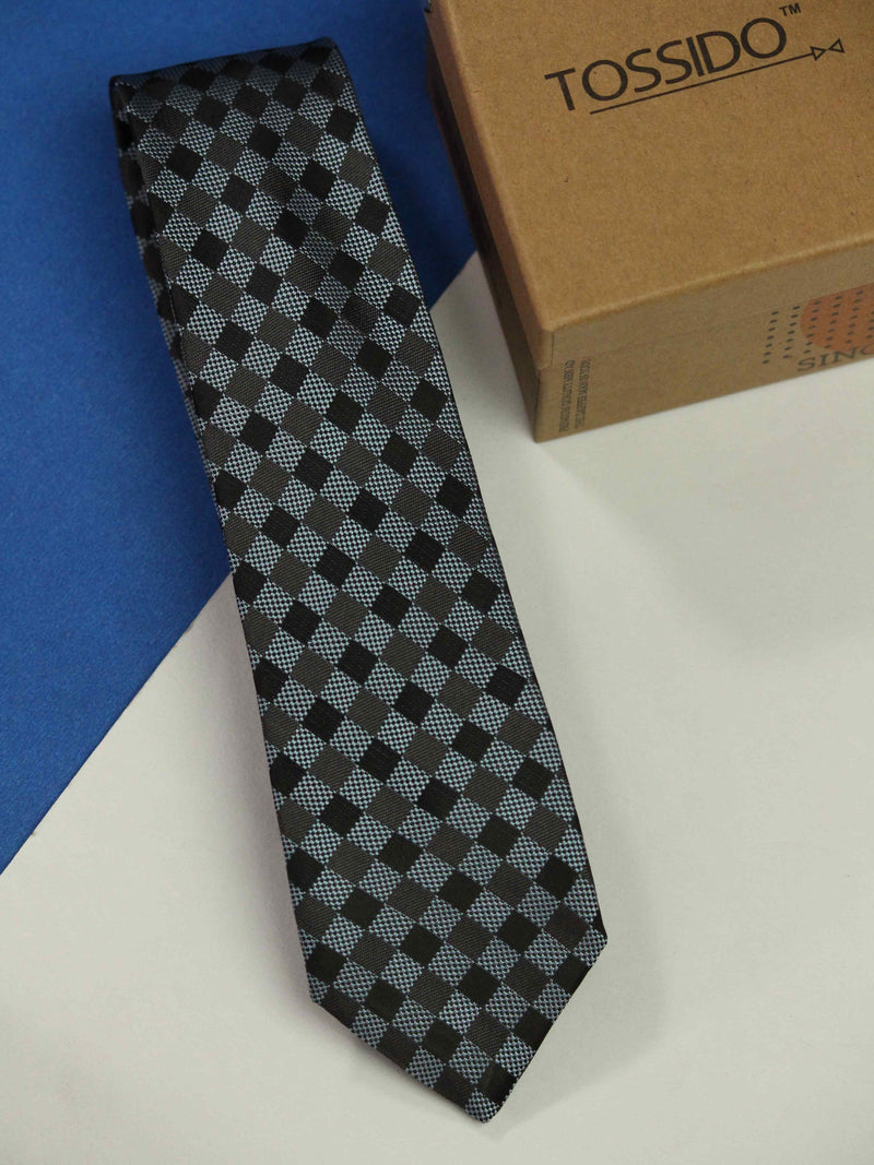Grey Check Skinny Necktie