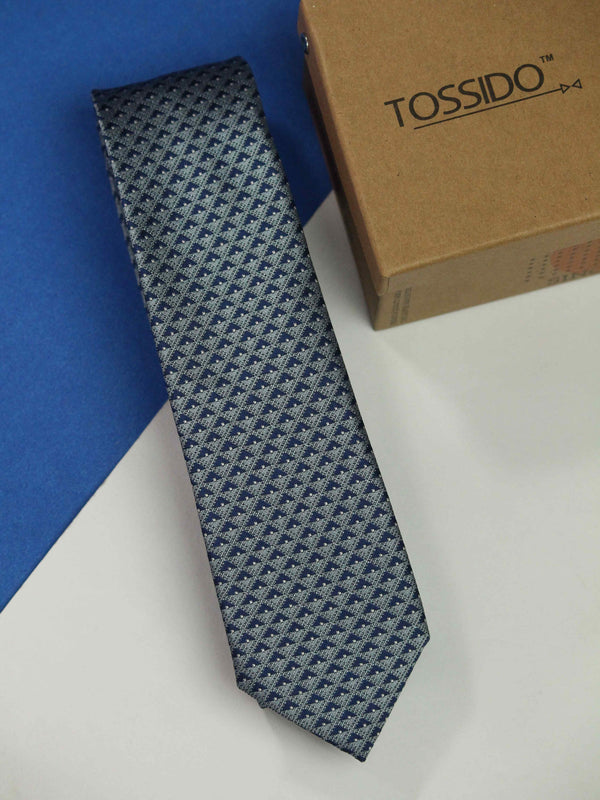 Grey Geometric Skinny Necktie