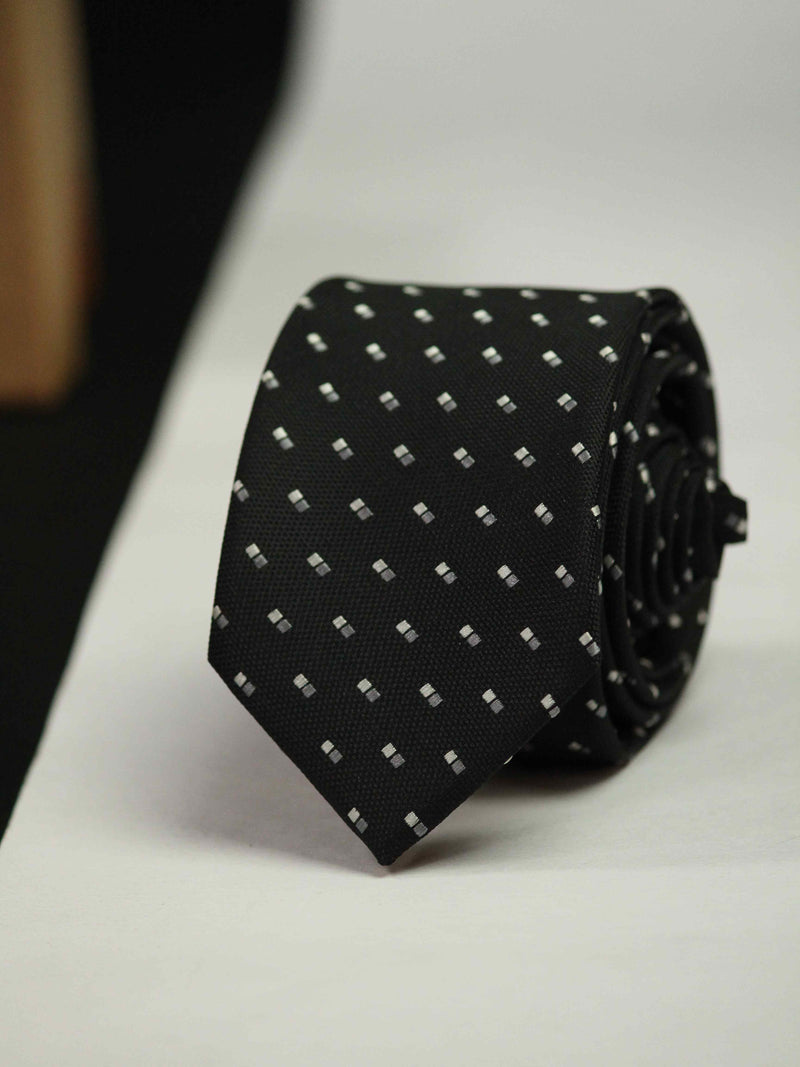 Black Geometric Skinny Necktie