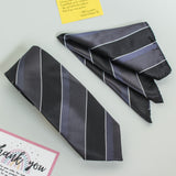 Black Stripe Necktie & Pocket Square Giftset