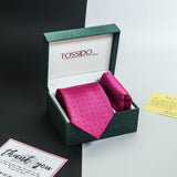 Pink Geometric Necktie & Pocket Square Giftset