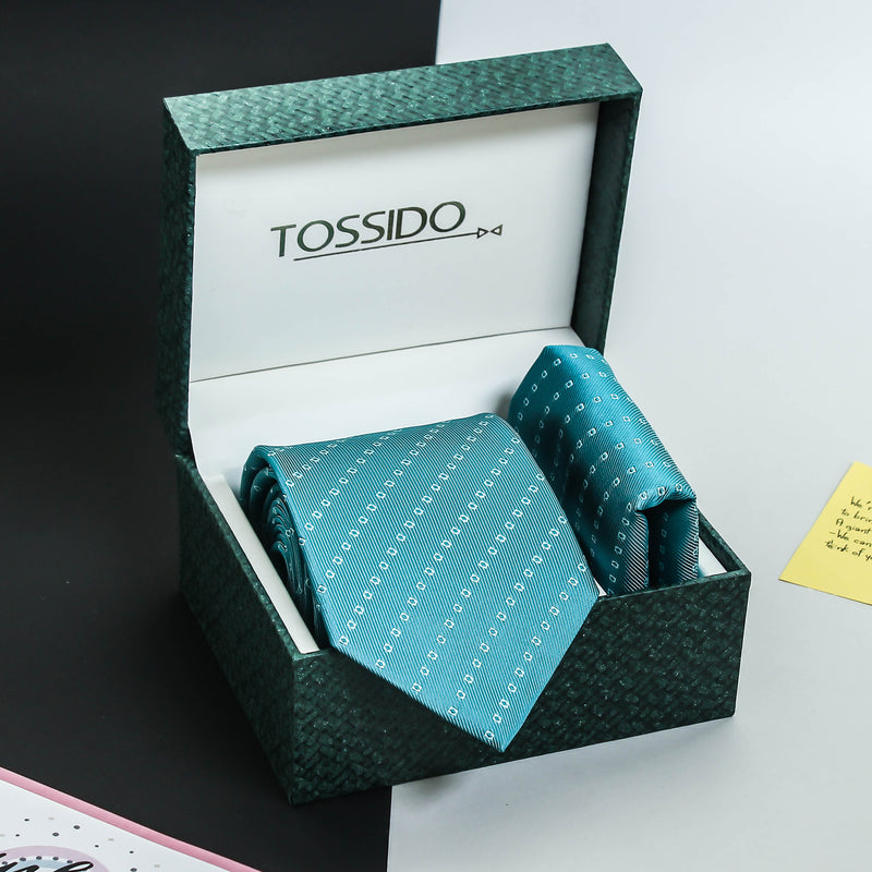 Blue Stripe Necktie & Pocket Square Giftset