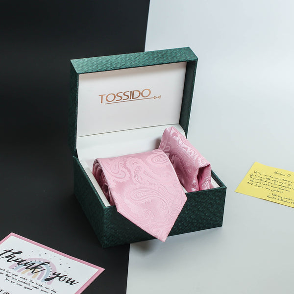 Pink Paisley Necktie & Pocket Square Giftset