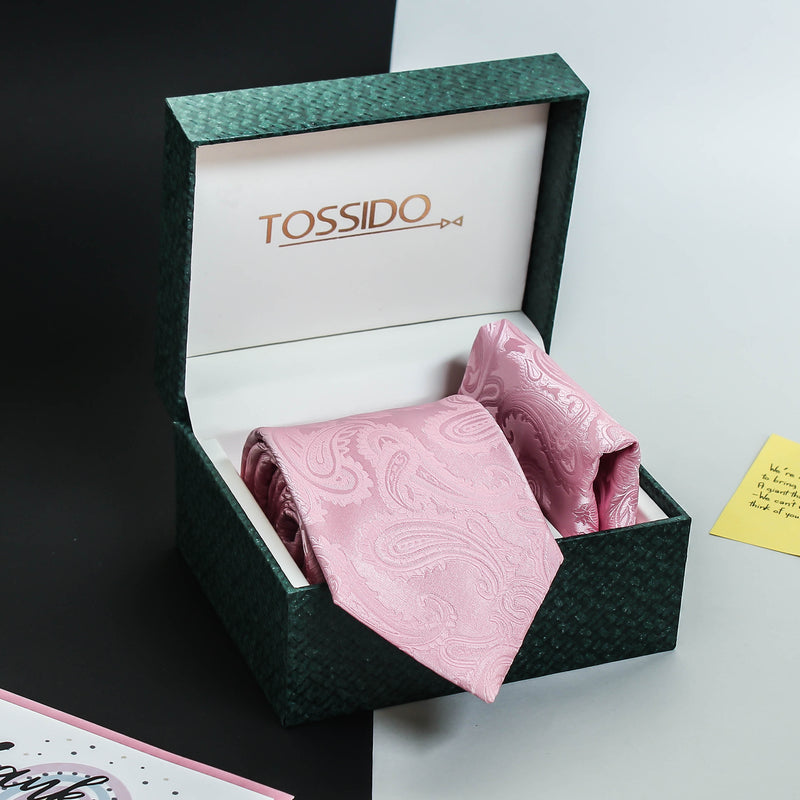 Pink Paisley Necktie & Pocket Square Giftset