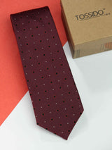 Maroon Geometric Silk Necktie