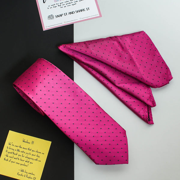 Pink Geometric Necktie & Pocket Square Giftset