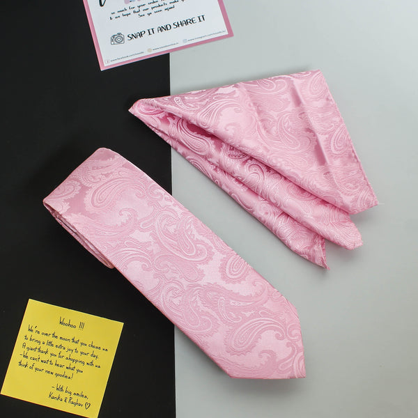 Pink Paisley Necktie & Pocket Square Giftset