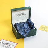 Blue Paisley Printed Necktie & Pocket Square Giftset