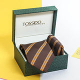 Brown Stripe Necktie & Pocket Square Giftset