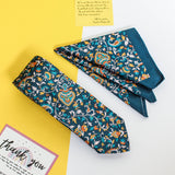 Teal Floral Printed Necktie & Pocket Square Giftset