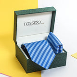 Blue Stripe Necktie & Pocket Square Giftset