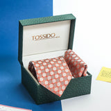 Orange Geometric Necktie & Pocket Square Giftset