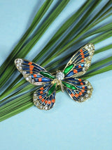 Multicolor Metal Butterfly Brooch