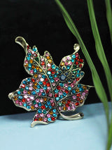 Multicolor Metal Leaf Brooch