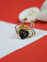 Black Metal Spider Heart Brooch