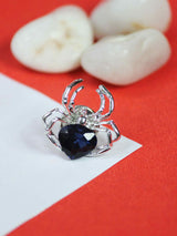 Blue Metal Spider Heart Brooch