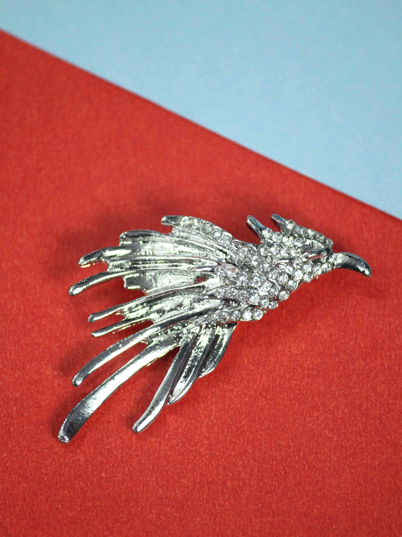 Silver Metal Bird Brooch