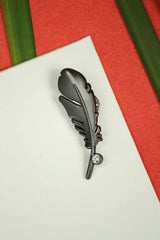 Dark Grey Metal Leaf Brooch