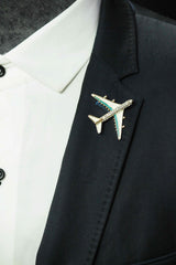 White Metal Airplane Brooch