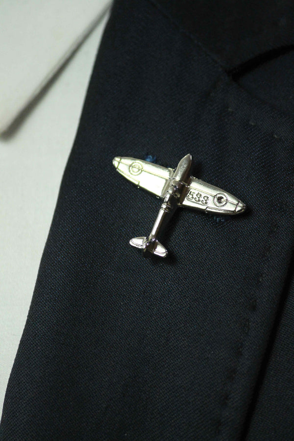 Silver Metal Airplane Brooch