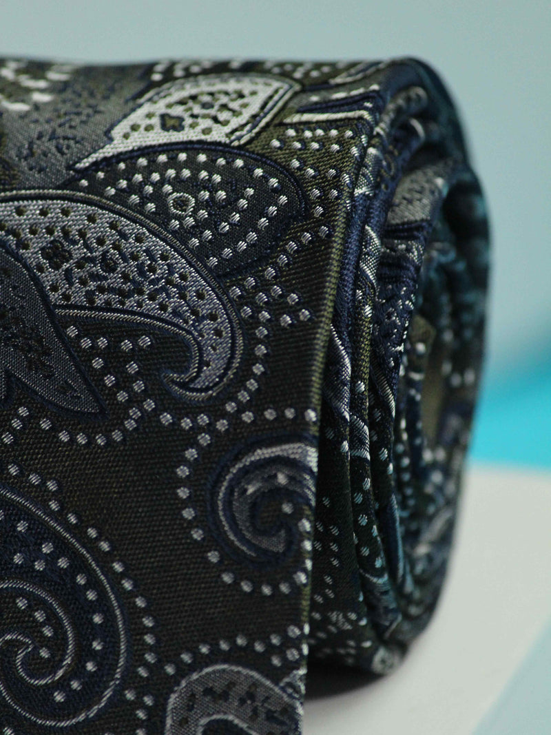 Green & Blue Paisleys Handmade Silk Necktie