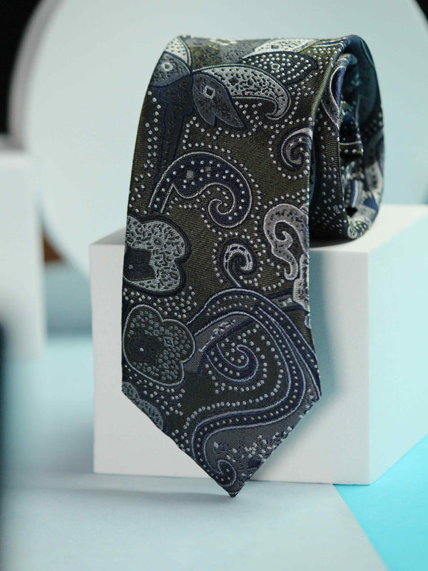 Green & Blue Paisleys Handmade Silk Necktie