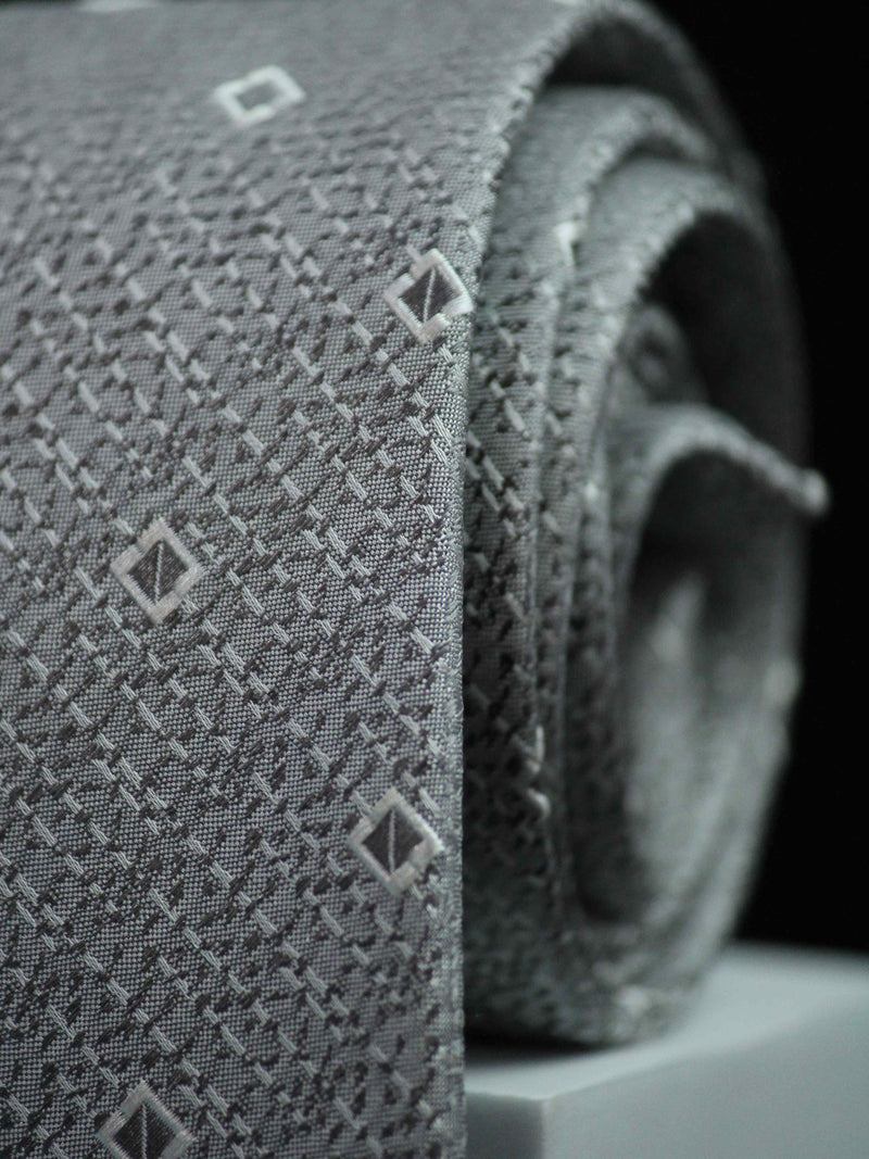 Silver Geometric Handmade Silk Necktie