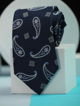 Blue Paisley Woven Silk Necktie