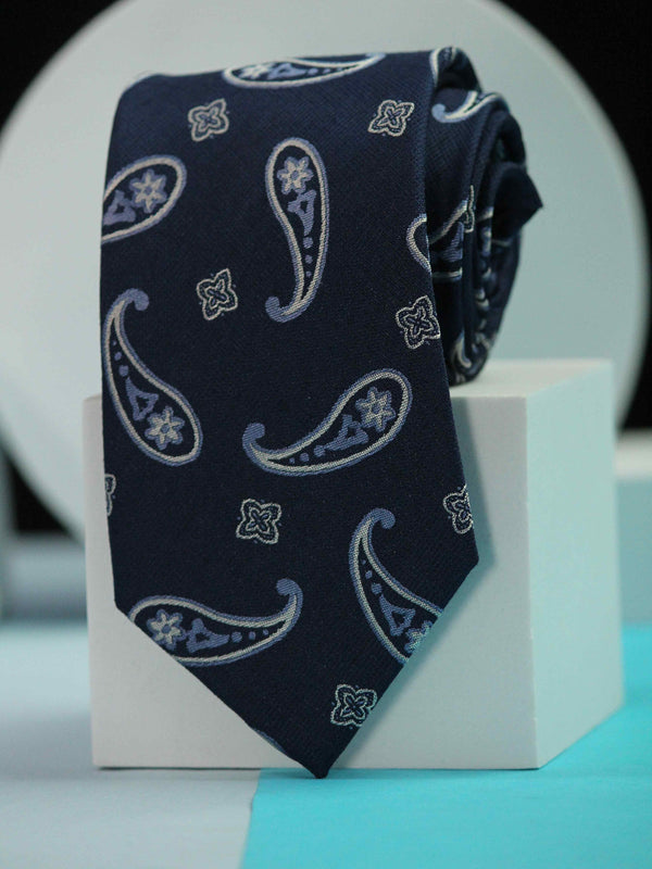 Blue Paisley Woven Silk Necktie