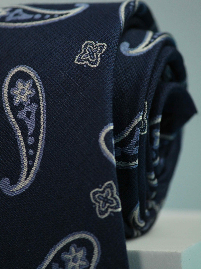 Blue Paisley Woven Silk Necktie