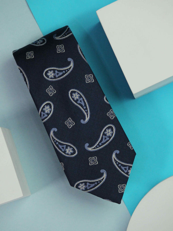 Blue Paisley Woven Silk Necktie