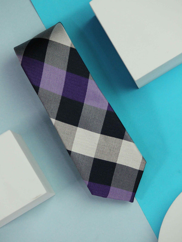 Multicolor Check Woven Silk Necktie
