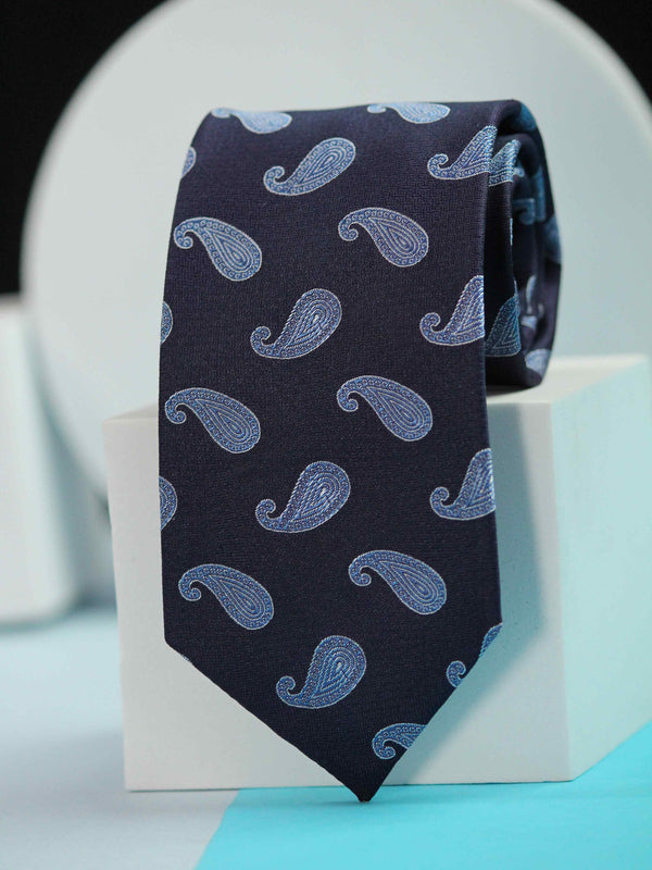 Blue Paisley Woven Silk Necktie