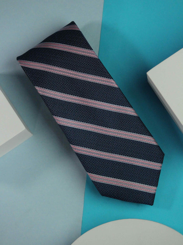 Blue Stripe Woven Silk Necktie