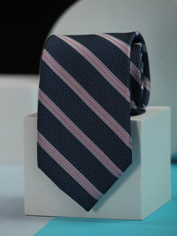 Blue Stripe Woven Silk Necktie