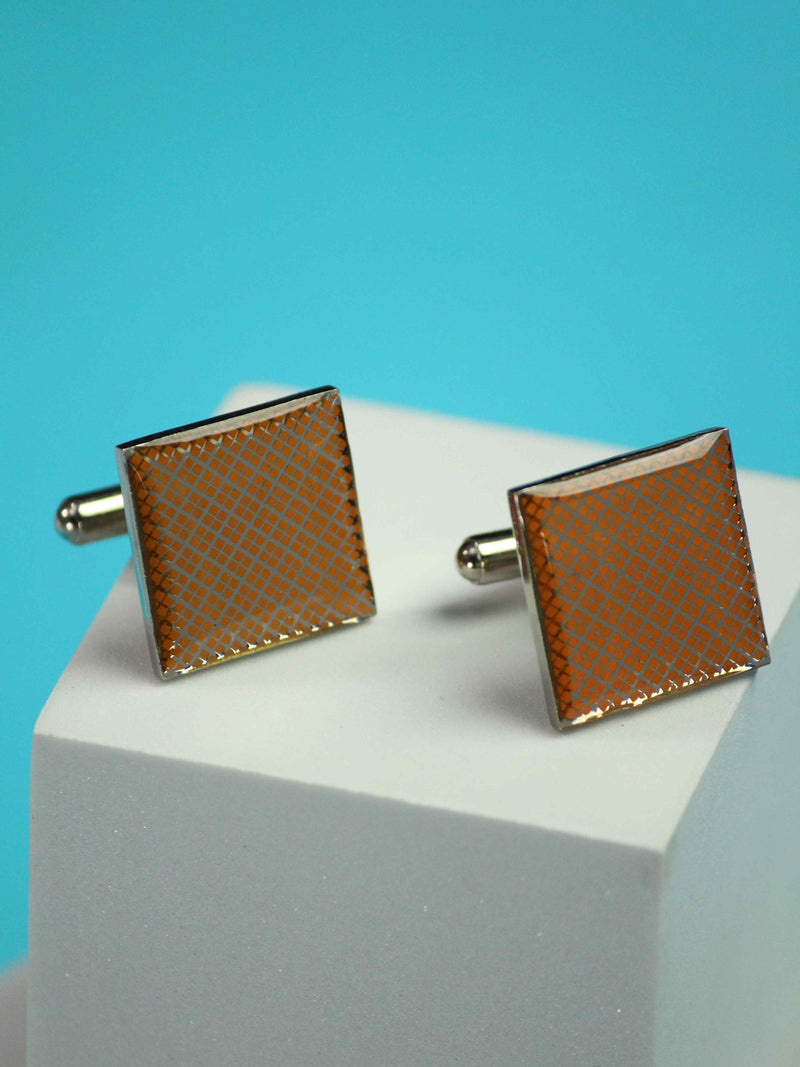 Orange Check Cufflinks