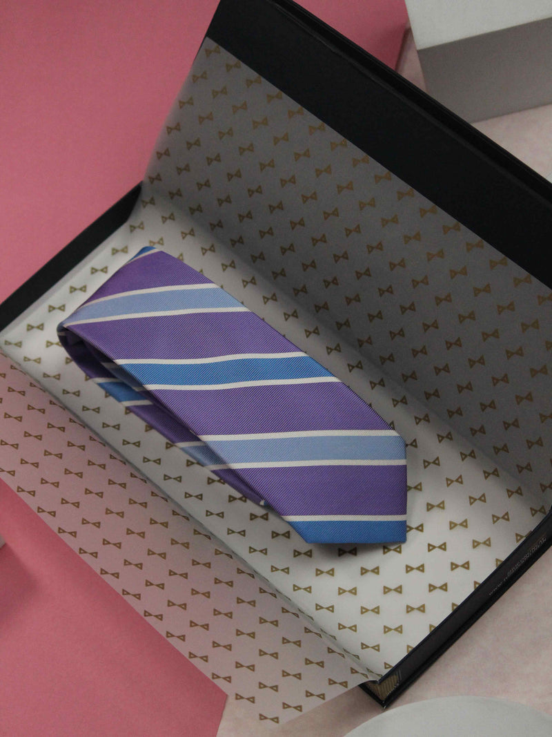Purple Stripe Woven Silk Necktie